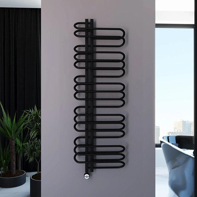 Полотенцесушитель электрический Grota Stelle L 500x1500 N RAL9005 EL Черный