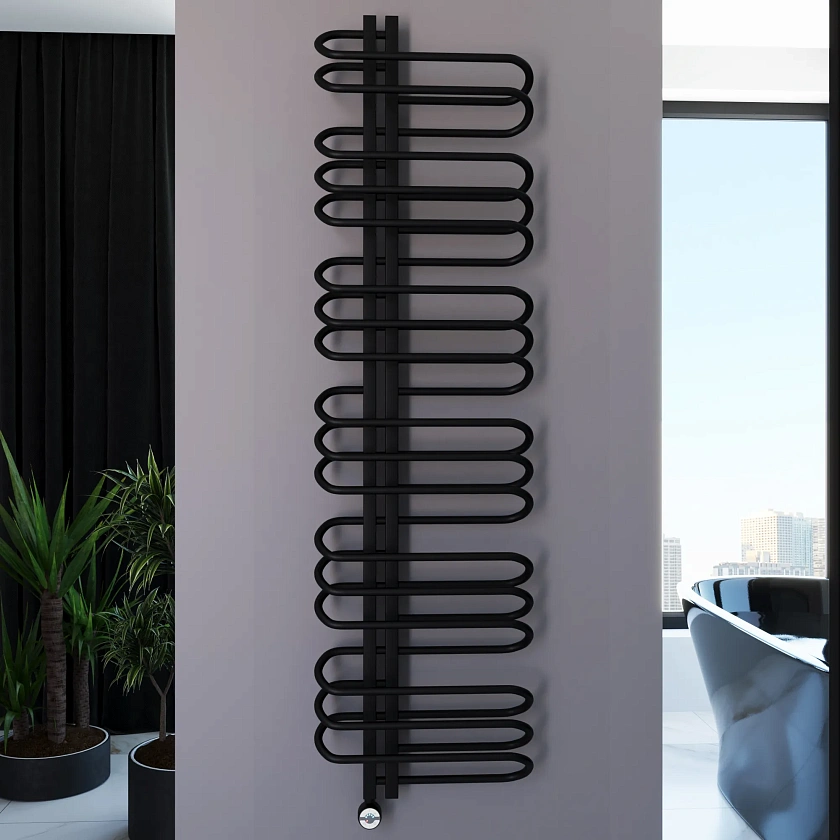 Полотенцесушитель электрический Grota Stelle L 500x1800 N RAL9005 EL Черный
