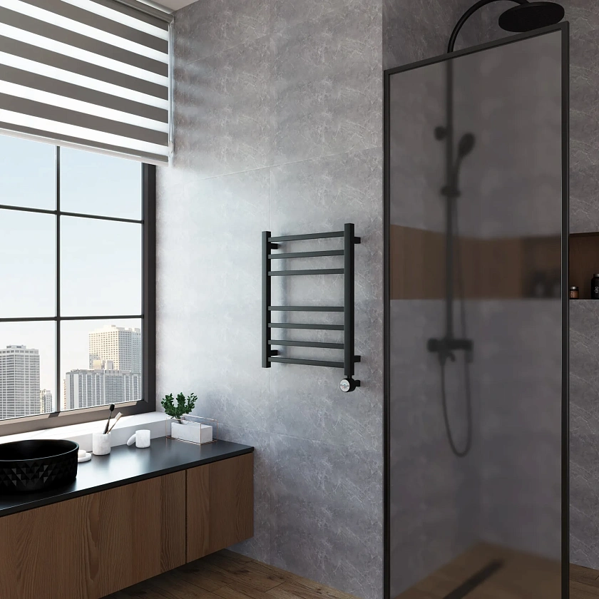 Полотенцесушитель электрический Grota Estro 480x600 N RAL9005 EL Черный