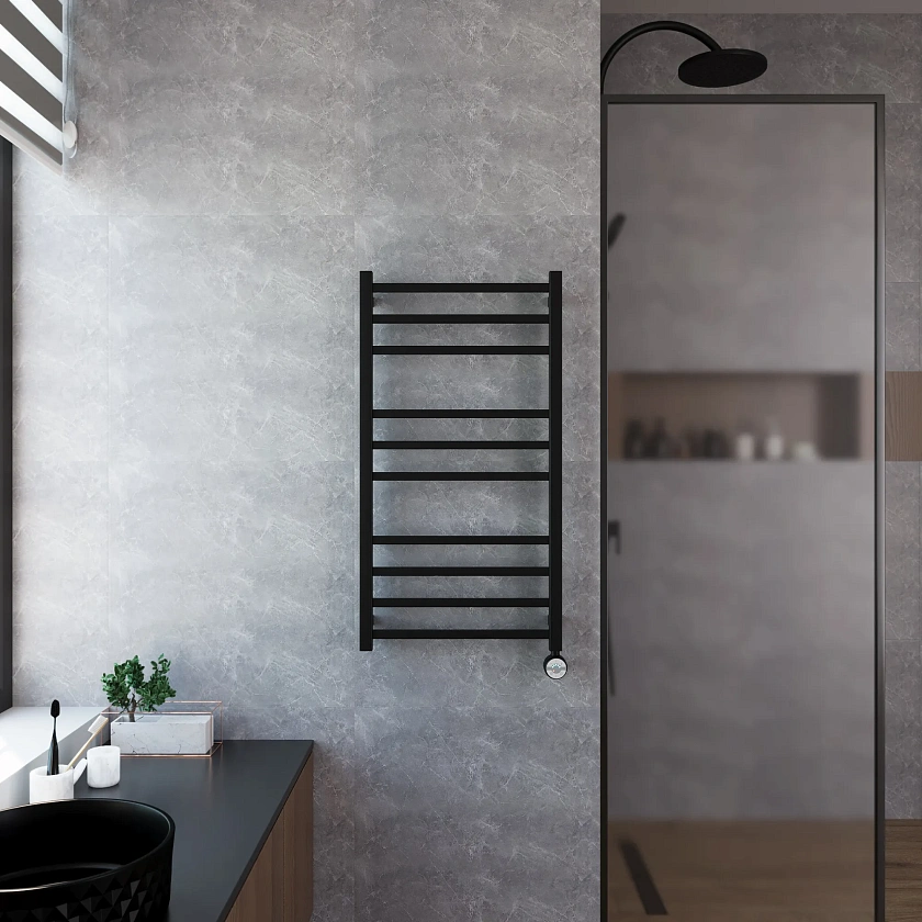 Полотенцесушитель электрический Grota Estro 480x900 N RAL9005 EL Черный