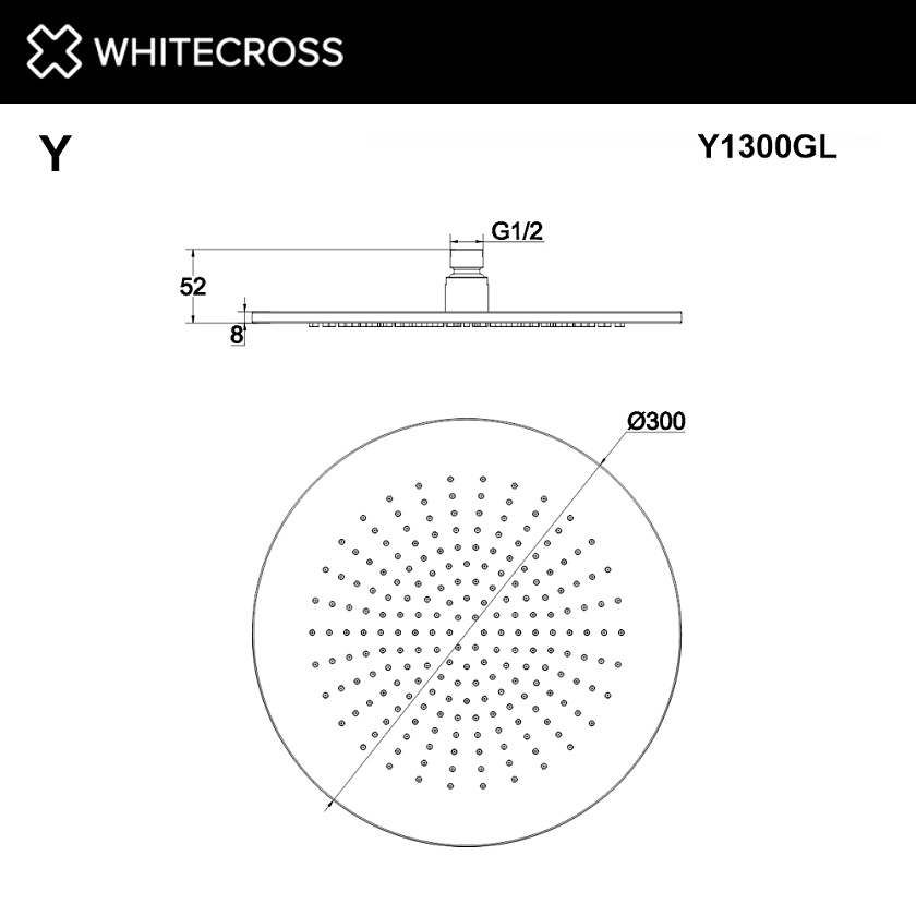 Верхний душ WHITECROSS, золото, Y1300GL