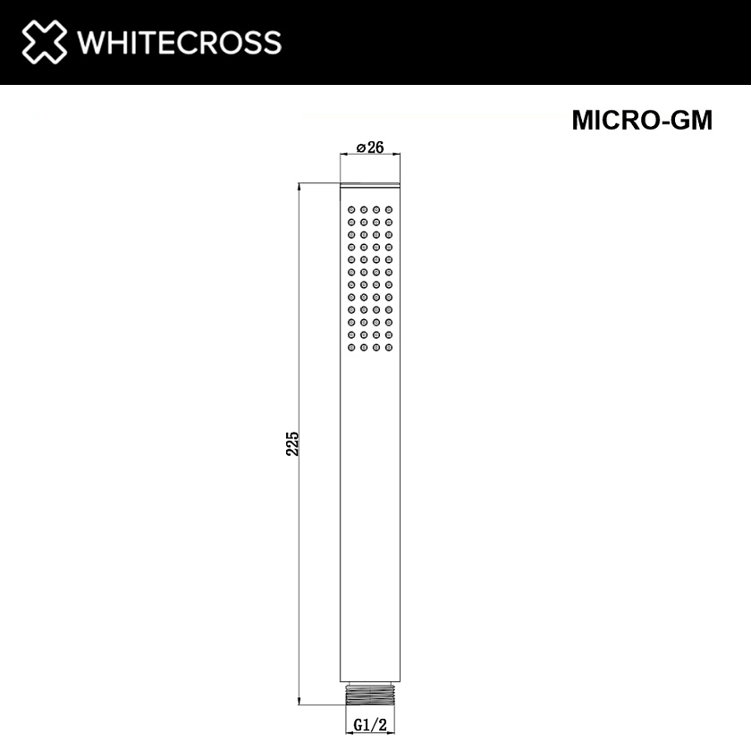 Лейка для душа WHITECROSS, оружейная сталь, MICRO-GM