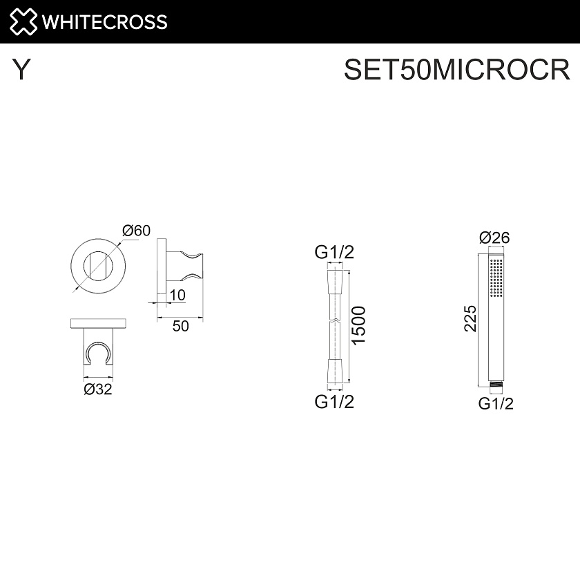 Душевой гарнитур WHITECROSS, хром, SET50MICROCR 