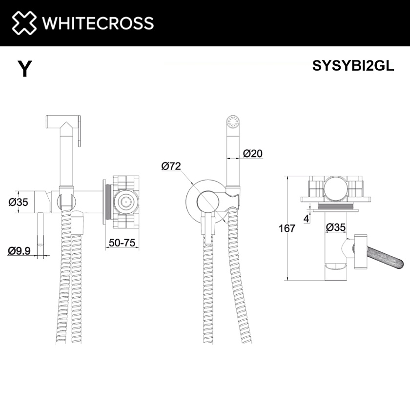 Смеситель с гигиеническим душем WHITECROSS Y встраиваемый, золото, SYSYBI2GL 