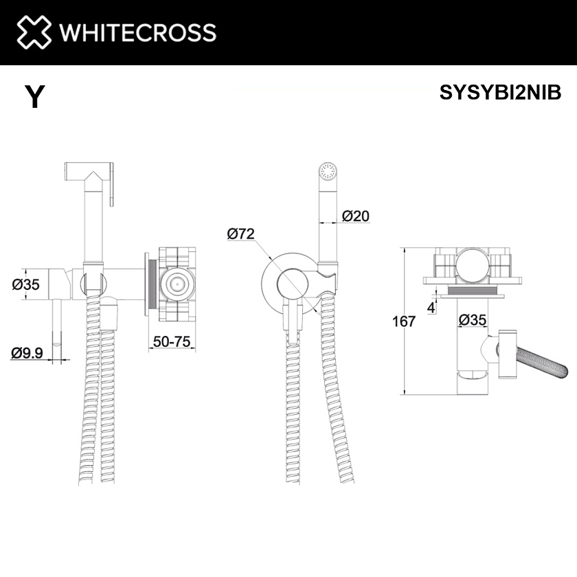 Смеситель с гигиеническим душем WHITECROSS Y встраиваемый, брашированный никель, SYSYBI2NIB 