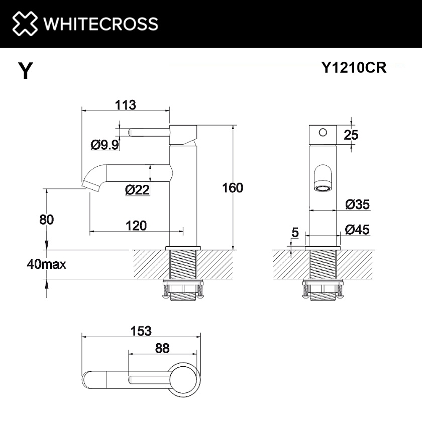 Смеситель для раковины WHITECROSS Y, хром, Y1210CR
