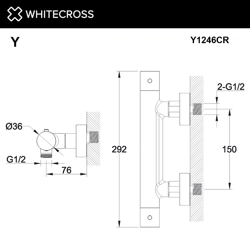 Смеситель для душа WHITECROSS Y с термостатом, хром, Y1246CR