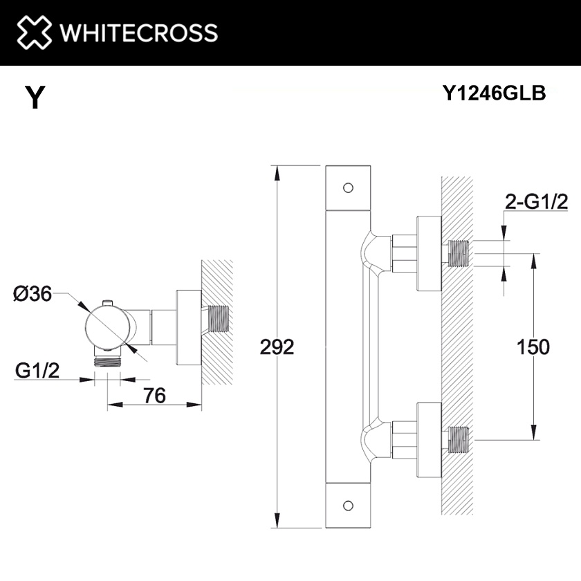 Смеситель для душа WHITECROSS Y с термостатом, золото брашированное, Y1246GLB