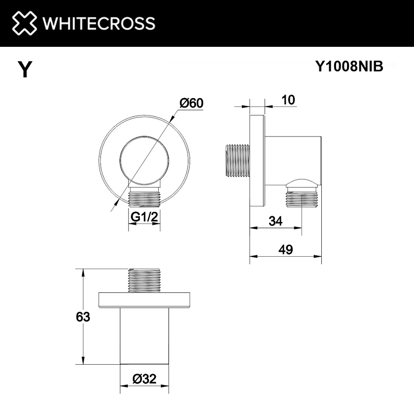 Запорный вентиль WHITECROSS, никель брашированный, Y1008NIB