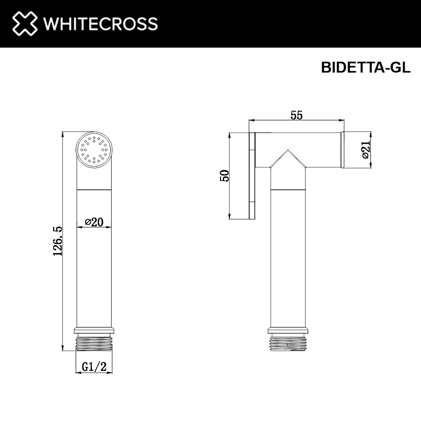 Лейка для биде WHITECROSS, золото, BIDETTA-GL
