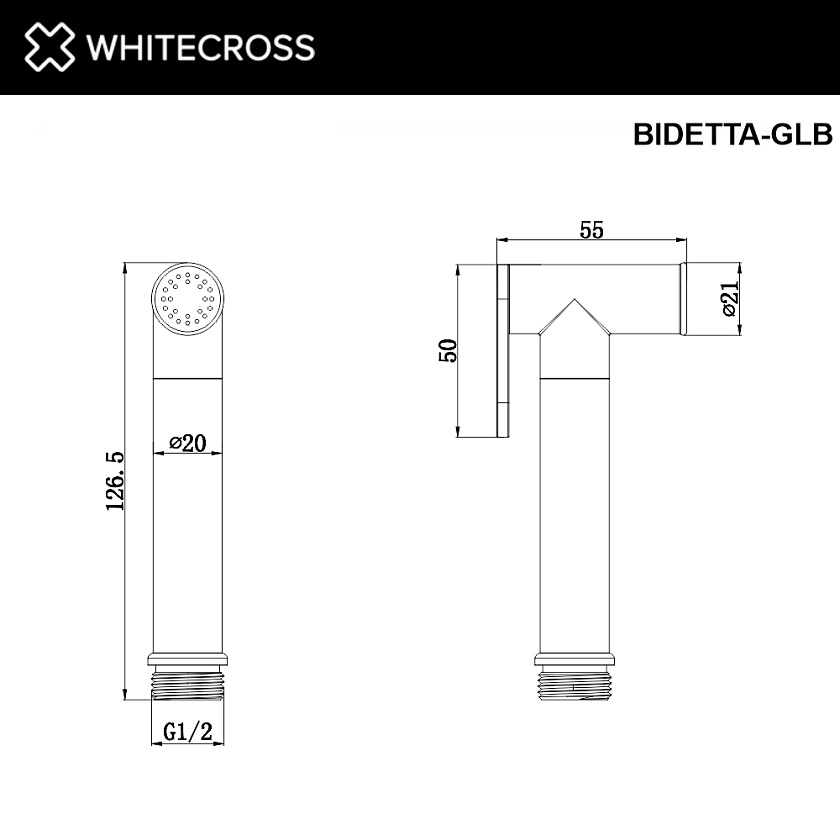 Лейка для биде WHITECROSS, золото брашированное, BIDETTA-GLB