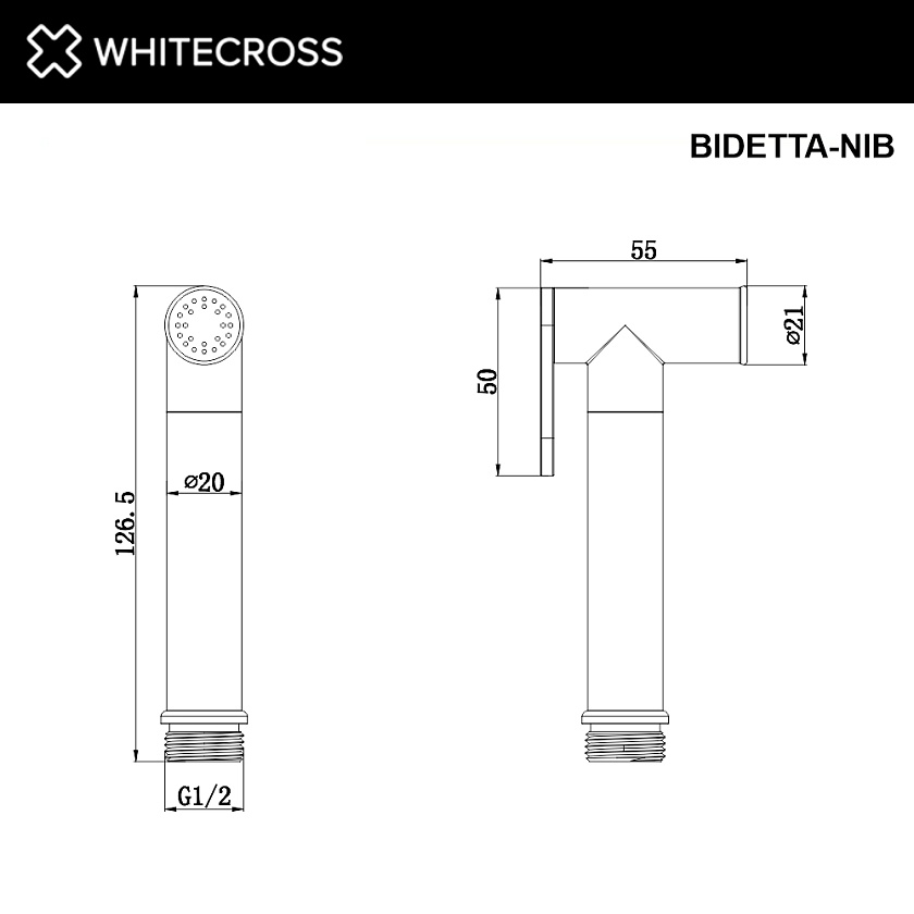 Лейка для биде WHITECROSS, никель брашированный, BIDETTA-NIB
