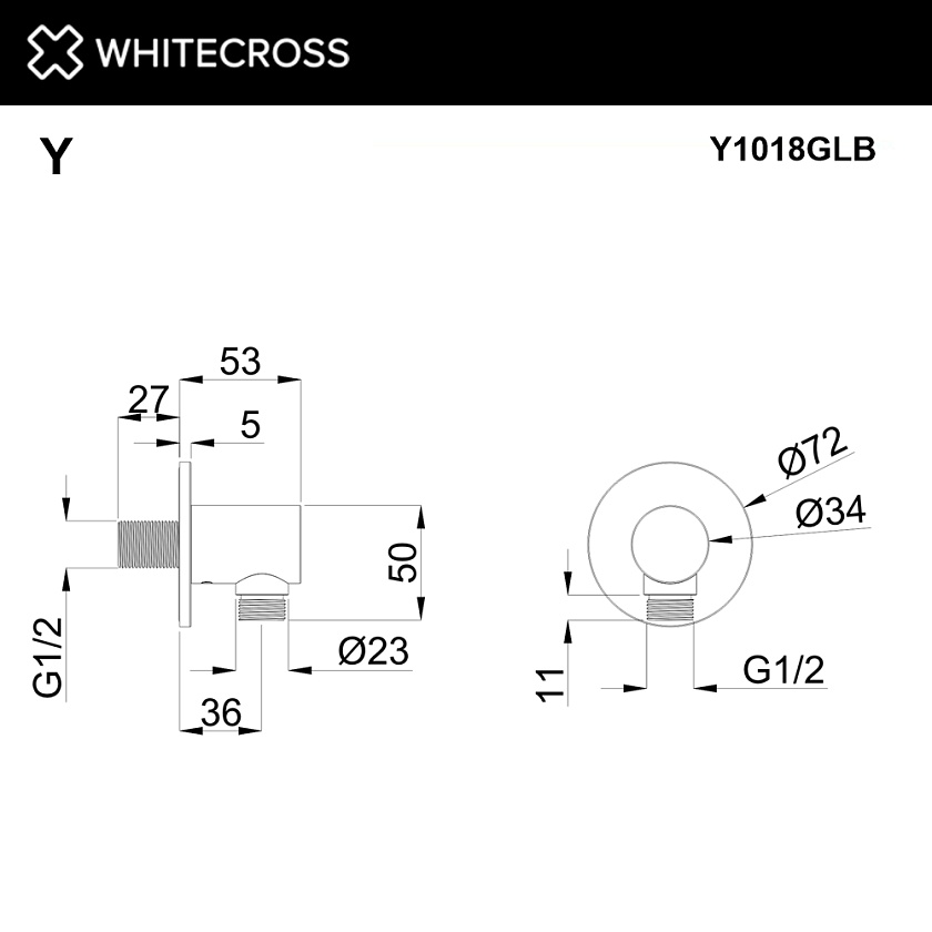 Запорный вентиль WHITECROSS, золото брашированное, Y1018GLB