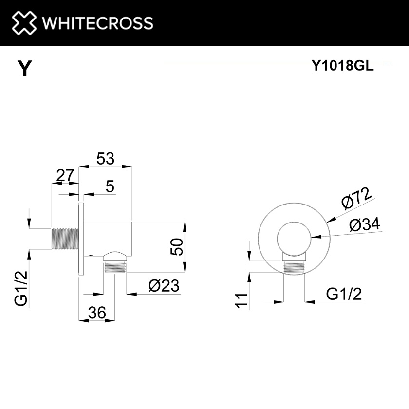 Запорный вентиль WHITECROSS, золото, Y1018GL