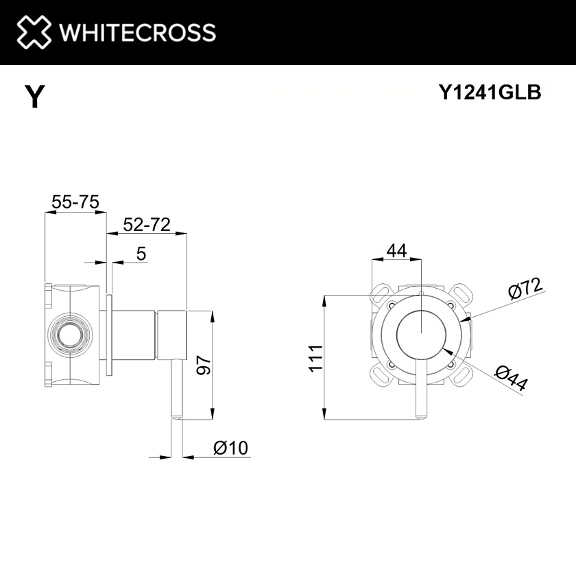 Встраиваемый смеситель для душа WHITECROSS Y, золото брашированное, Y1241GLB