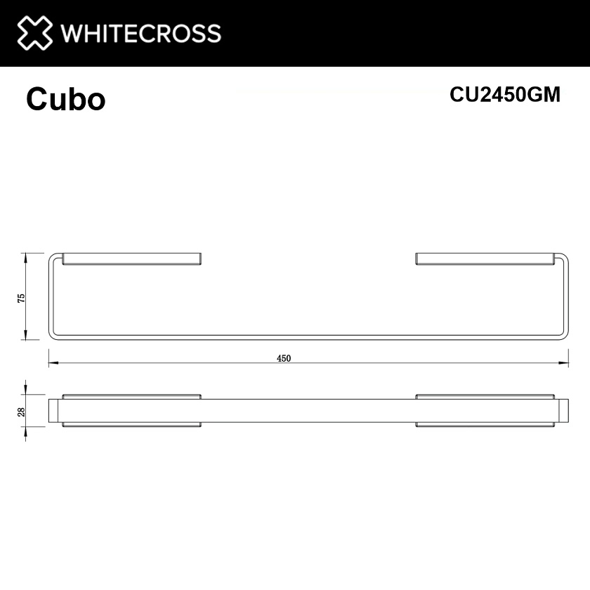 Держатель для полотенец WHITECROSS Cubo, оружейная сталь, CU2450GM