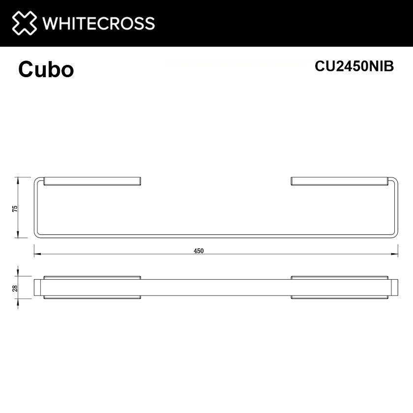 Держатель для полотенец WHITECROSS Cubo, брашированный никель, CU2450NIB