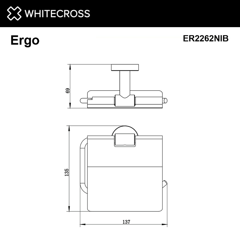 Держатель для туалетной бумаги WHITECROSS Ergo, брашированный никель, ER2262NIB