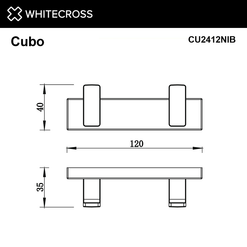 Крючок двойной для полотенец WHITECROSS Cubo, брашированный никель, CU2412NIB 