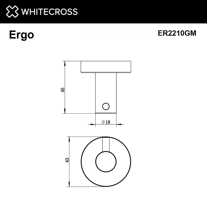 Крючок для полотенец WHITECROSS Ergo, оружейная сталь, ER2210GM
