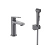 Смеситель для раковины с гигиеническим душем Aquatek ЛУГАНО, оружейная сталь, AQ1712BGM