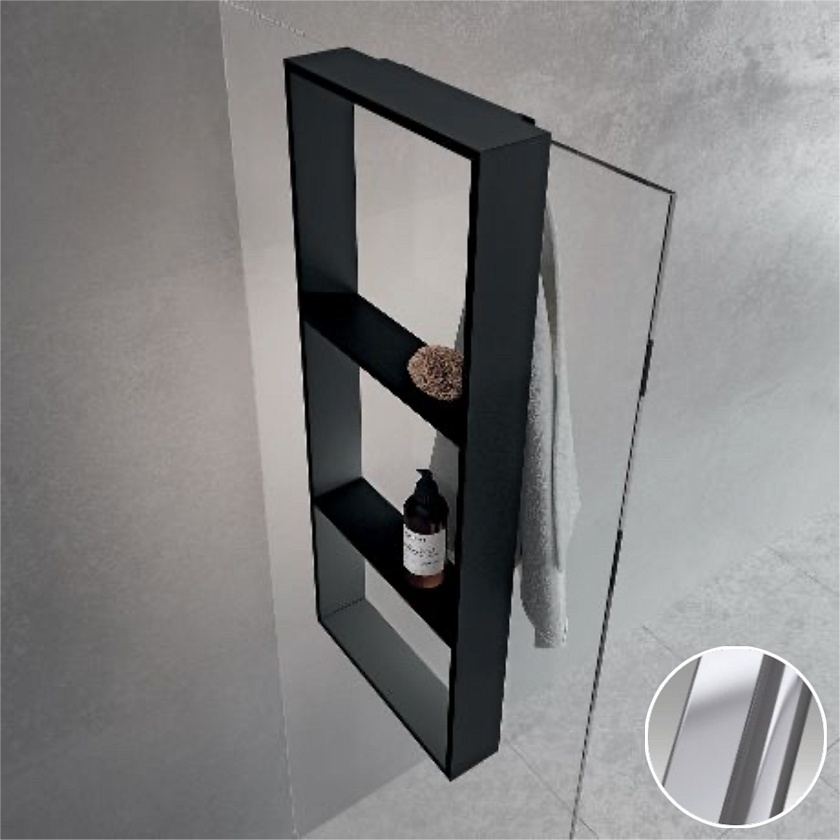 Полка для ванной Novellini Frame Accessories, тройная, серебро, R90AKFPO3590-B