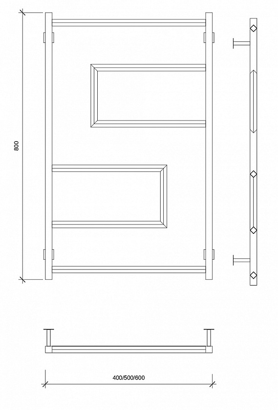 Полотенцесушитель водяной Secado Рабби, 80x40, черный матовый, нижнее подключение, 4673739252819